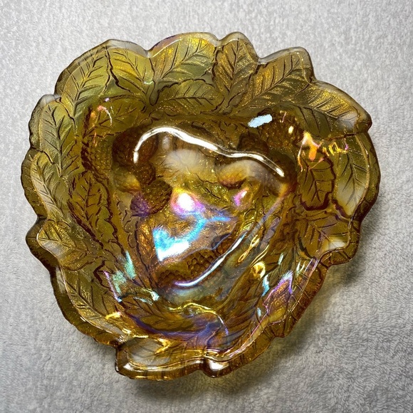 Other - Vintage Amber grapes and leaves candy dish